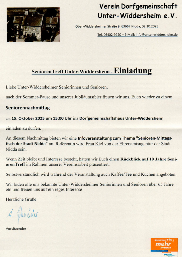 Einladung zum Seniorennachmittag