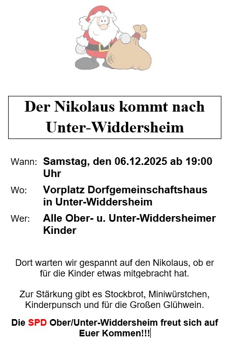 Der Nikolaus kommt am 06.12.2025 um 19 Uhr ans DGH